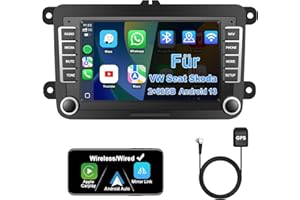 Jimtour Autoradio mit Bildschirm Bluetooth für VW Polo Golf 5 6 T5 Passat Caddy Seat Skoda, 2Din Auto Radio 7 Zoll Touch Display Android 13,mit DAB Navi WLAN Carplay Android Auto Lenkrad Strg