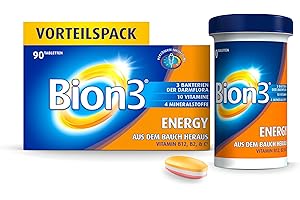 BION 3 Bion3 Energy Multivitamin Vitamin B2, Pantothensäure, B12 & C zur Unterstützung des Darms(*2), körperliche und mentale Energie, Anti-Müdigkeit(*1), 90 Tabletten