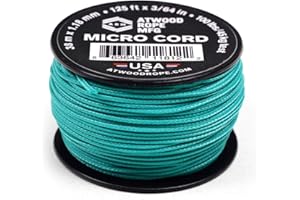 Atwood Rope MFG Tactical Nylon/Polyester Micro Utility Cord 1.18mm X 125ft Reusable Spool | Fishing Gear, Jewelry Making, Camping Accessories (Teal)
