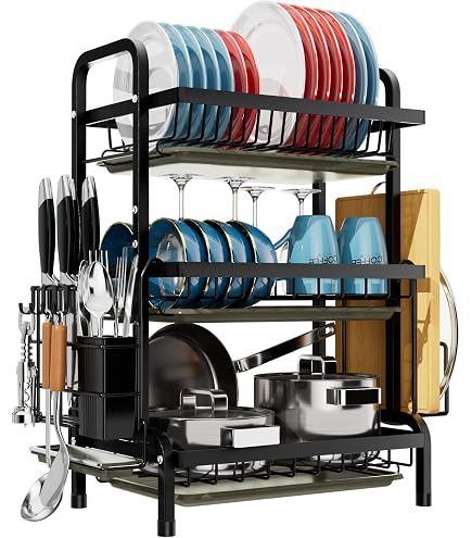 Kit Étagère Extensible 3 Niveaux Pour Micro-ondes - Organiseur Cuisine Avec Crochets Et Support Planche à Découper (40-60 Cm)