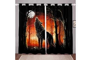 LKCD Verdunkelungsvorhänge, Wolf Schneeflocke Wildtier Stil 234X230Cm Superweiche, Feste, Wärmegedämmte Öse - 2Er-Set, Schutzvorhänge Für Schlafzimmer, Kinderzimmer