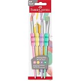 Faber-Castell Soft Textured Brush Pastel Set, 4&rsquo;, Anti-Slip Retainer, Ergonomic Grip, Thin and Thick End Painting Brush