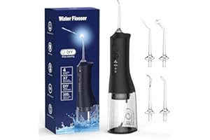 SHOBES Leistungsstarke Munddusche Elektrischer Zahnreiniger 4 Modi & 4 Düsen Kabellose Munddusche IPX7 Wasserdicht