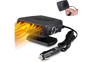 MEETTIKEY Car Heater, 12v 150W Heater Car Demister Plug in Cigarette Lighter Car Heater Can be Rotated 360°, Detachable, Handheld Windscreen Fan 2 in 1 Heating/Cooling