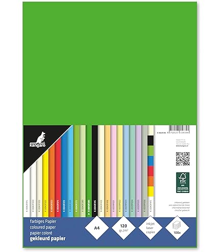 kangaro - Gekleurd papier oranje DIN A4-120g/m² FSC mix 100 stuks - briefpapier knutselpapier DIY K-0043F055 29,7 x 21 x 1,5
