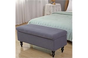 XGANGM Rectangle Storage Ottoman Cover with Lid Ottoman Cover Stretch Large/Medium/Small Storage Ottoman Bench Slipcovers Footstool Cover Rectangle Pouffe Covers,dark grey,1medium