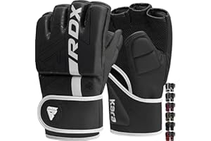 ‎RDX RDX Profi MMA Handschuhe Training, Kara Maya Hide Leder, Sparring Grappling Kampfsport Kickboxen Schwarz Gloves Muay Thai Boxing, Boxsack Pratzen Sandsack Gepolstert Punchinghandschuhe, Männer Herren