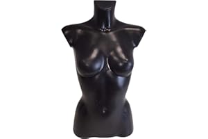 fella4stores Basic Damentorso 34/36, vollgeformt & bruchsicher, Modepuppe, Schaufensterfigur & Mannequin aus PE Kunststoff, selbststehend, ideal für Kleiderpräsentation & Dekoration, Schwarz