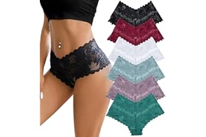 HAGOT 6 sztuk damskich koronkowych majtek, seksowna koronkowa bielizna dla kobiet, majtki hipsterskie, bardzo cienkie figi