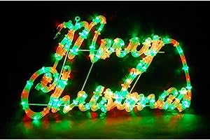 Christmas Concepts® Rope Light Merry Christmas Sign With Red/Green LED Lights With 8 Function Controller 72cm x 42cm