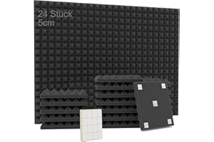 UJAXJAXI Schalldämmung Akustikschaumstoff 5CM Noppenschaumstoff, Hochdichte 25㎏/㎥ Schallabsorber Dämmung, Schaumstoffplatte Schallschutzmatte für Podcasts,Aufnahmestudios,Büros,Home Learning(24 Stück)