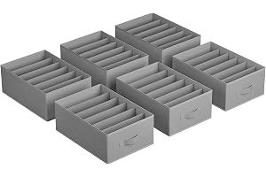 SONGMICS Garderobsarrangör set om 6, förvaringslåda 6 fack, lådarrangörssystem, vikbara arrangörslådor, 42 x 30 x 17 cm, för