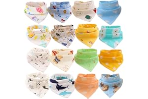 SLOSH 16 Baberos Bebe Bandanas Bufanda Toalla Drool Tela Bebé Niña Niño Recien Nacido Algodon Dentición Unisex (16pcs Unisex)