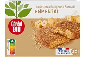 Céréal Bio Galettes Boulgour & Sarrasin à l'Emmental - Végétarien et Bio - Simple et Rapide à Réchauffer - 200g (2 x 100g) - 189250