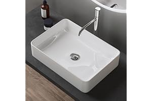 ‎DOPORRO doporro Waschbecken Aufsatzwaschbecken Keramik BxTxH: 500x350x110 mm weiß glänzend Eckig Aufsatzbecken ohne Hahnloch&Überlauf Gäste WC Handwaschbecken Waschtisch Brüssel105