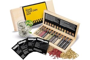 ‎DIBYS DIBYS Gin-Gewürze-Set Mini | 12 Gin Botanicals für Gin Tonic & Cocktail | Mit 4 Rezept-Karten, Gewürzlexikon & edler Holz-Kiste | Geschenk-Set für Männer & Frauen | Gin Zubehör zum Gin selber machen