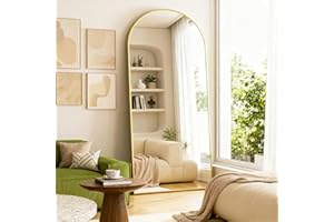 HySail Großer Bogenförmiger Ganzkörperspiegel – HD-Reflexion, Sicherheitsglas, Standspiegel und Wandspiegel, Vielseitig Einsetzbar für Wohnzimmer, Schlafzimmer und Flur, Gold