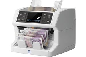 Safescan 2850 Money Counting Machine - Counts Sorted Banknotes - Cash Counting Machine with 3-Point Counterfeit Money Detector - Money Counter Machine - Suitable for the New King Charles Notes