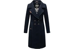 Navahoo Damski ciepły, klasyczny zimowy płaszcz wełniany, długi z kołnierzem, z klapami, wełniany, rozm. XS-3XL