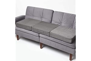 HOMESCAPES Coussin d’Assise pour canapé 3 Places, Coussin rehausseur déhoussable en suédine, Gris, 150 x 50 x 10 cm