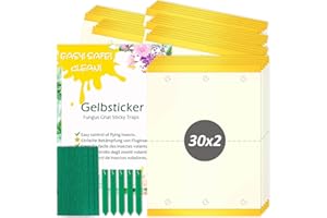 Blooven 60pcs Pièges à Insectes, Anti Moucherons Interieur, Pièges Engluées Autocollants Colle Double-Face Étanche Jaunes, Protection des Plantes Fleur Fruits (6,5 x 9 cm 60 Pieces)