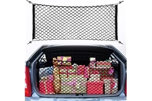 Auto Gepäcknetz, Haofy Universal Auto Kofferraumnetz, 90 x 40 cm Elastisch Kofferraum Organizer Netz Aufbewahrung Netz aus Nylon mit 4 Haken, Elastisch Schutznetz für Auto SUV, Schwarz