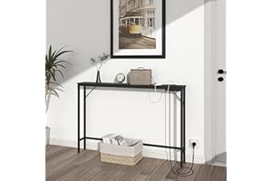 VEDECASA 5,9" stolik konsolowy ze stacją ładującą i portami USB, wąski stół do korytarza, stolik pomocniczy, stolik pomocniczy, stolik wejściowy, do salonu, korytarza, biura, stabilny stelaż stalowy,