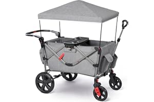 EVER ADVANCED Wózek dla 2 Dzieci, Składany z Dachem, 2 x 5 Punktów Pas Bezpieczeństwa, Plecak do Przewijania, Siedzisko, Ręczny, Transportowy, Ciągnięcie