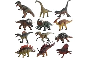 DxxD Dinosauro Giocattolo per Bambini,12 Pezzi Educativi Realistico Figure di Dinosauri Assortiti, T-Rex,Velociraptor, Educativo Regalo di Compleanno per Ragazzi Ragazze dai 3 4 5 6 7 8-9 Anni