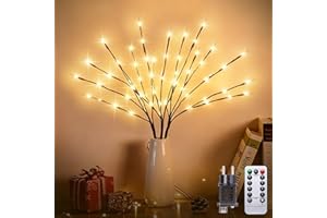 Kinamy Arbres Lumineux LED, Lot de 3 Branches Lumineuses 60 LED 8 Modes avec Prises, Arbre de Noel Lumineux avec Télécommande, Décoration pour Noël, Thanksgiving, Pâques