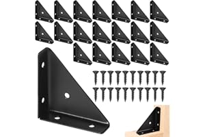 YILIYA 20 Piezas Escuadras Metalicas 65 x 65 mm Soportes Estantes Triangulares de 90 Grados Soporte Estanteria pared Soportes Estanterias con 80 Tornillos para Estar, Dormitorio,Cocina