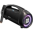 Portronics Dash 12 60W Wireless Bluetooth Party Speaker with Wireless Karaoke Mic, TWS Function, Multicolor LED Light, USB Pen Drive, Aux-in Slot, Upto 9Hrs Playtime(Black)