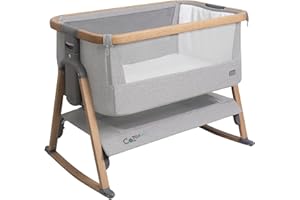 Tutti Bambini CoZee® - Mesita de noche con ventana transpirable, bolsa de viaje y fácil de plegar (plata esterlina/roble)