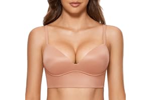 DOBREVA Damski biustonosz usztywniany Push Up Wireless Plunge T Shirt Bras Seamless Comfort
