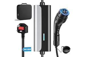 EVJUICION EV Charger Cable Type 2 to 3 Pin Plug, 6 Meters | 13Amp | 3.3kW, Electric Car Charger with Restart Button, Charging Indicator & Waterproof Carry Bag, IP65 for Indoor/Outdoor Use