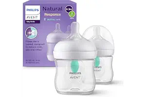 Philips Avent Biberón Natural Response: 2 biberones de 125 ml con sistema AirFree, sin BPA, para recién nacidos a partir de 0 meses (modelo SCY670/02)