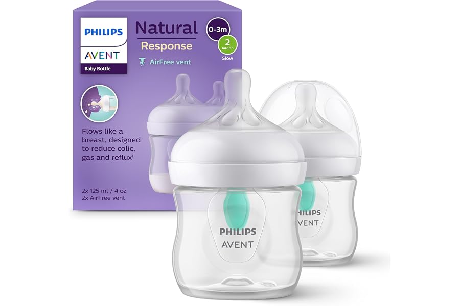 Philips Avent Biberón Natural Response: 2 biberones de 125 ml con sistema AirFree, sin BPA, para recién nacidos a partir de 0