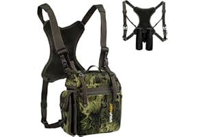 WOLFHUNT Fernglas-Brusttasche, Magnetverschluss, Bino-Tasche mit Abnehmbarer Entfernungsmesser-Tasche, Camouflage-Bino-Tasche
