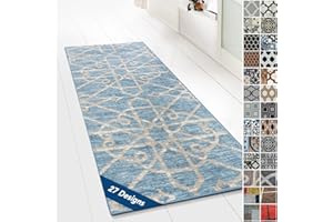 FLOORDIREKT Design Carpet Runner Rug Floor Mat, Non Slip Runner Mat for Kitchen Hallway Living Room Bedroom Vintage Ornament Classic Modern Design (80 x 150 cm, Navelli Blue)