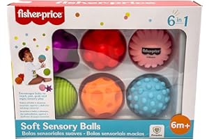 DQB DEQUBE Fisher Price - Set 6 Bolas sensoriales - Tamaños y Texturas Diferentes - Juguete exploración sensorial - Libre BPA (Deqube 920D00246)