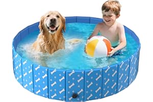 LTFIOON Hundepool fur Große Hunde,Hundepool Schwimmbad 120x30cm, Faltbarer Pool für Hunde,Katzen und Kinder, Hundebadewanne mit Ablassventil, rutschfeste & Verdicktes PVC, Tragbar PVC Hunde Pool,