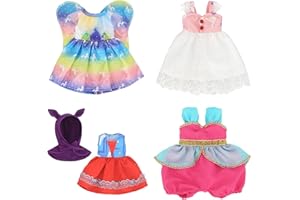 ZWOOS Vestiti per Bambole Piccole, Adorabile Vestito in Cotone per Bambole 25-30 cm, Confezione da 4 (Set 1)