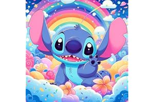 QENSPE 5D DIY Diamond Painting Kit Completo, Stitch Pintura Cuadro Diamante Stitch Diamond Art para Adultos Principiantes, Rhinestones Bordado Pintura Decoración Hogar 30x30cm