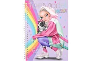 Depesche TOPModel 12727 - Libro da colorare tascabile, con 120 pagine per disegnare abiti, quaderno da colorare con foglio adesivo e rilegatura a spirale