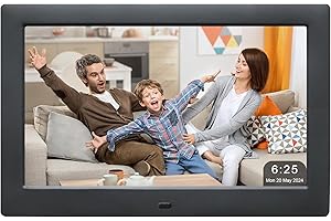 JAIHONDA Cadre photo numérique de 10,5 pouces, lecteur vidéo photo avec télécommande, cadre photo numérique multi-diaporama/écran à 4 fenêtres, cadre photo électronique