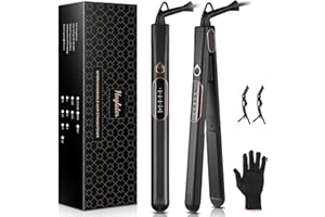 Hair Straighteners for Women, Haglater 2 in 1 Straightener and Curler Ceramic Plates Flat Iron with Adjustable Temperature LCD Display Straightening Styling Tool for Long Hair