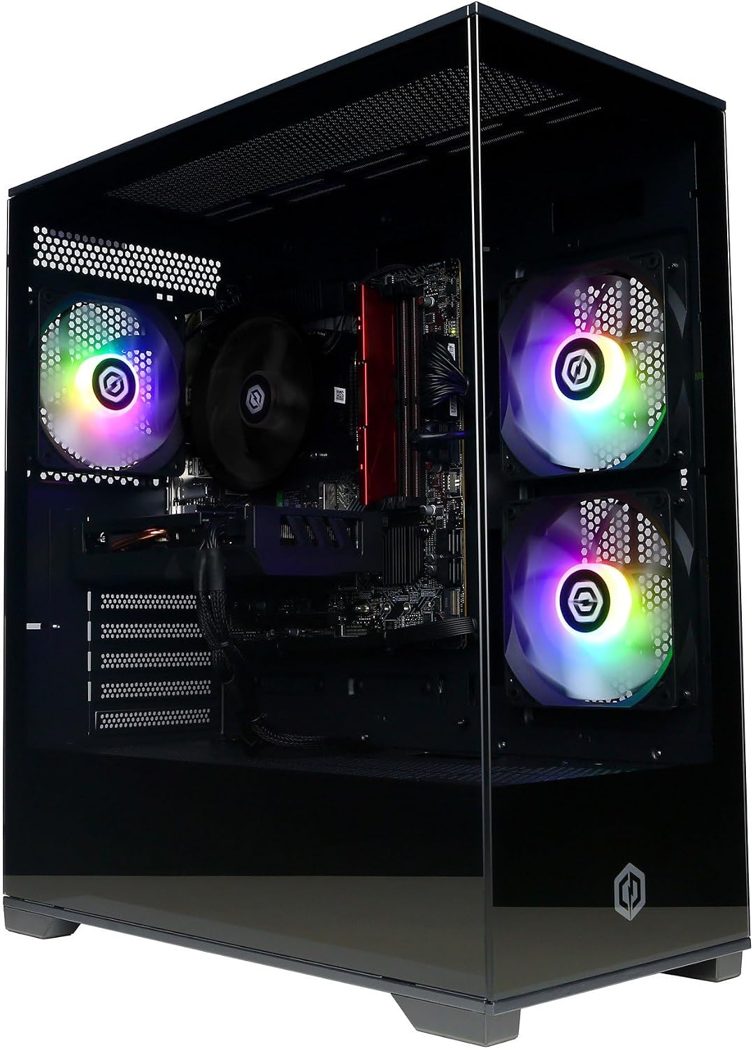 CyberPowerPC Wyvern Gaming PC - AMD Ryzen 7 5700X, Nvidia RTX 5060, 16GB RAM, 1TB NVMe SSD, 650W PSU, Wi-Fi, Windows 11, Prism Panoramic Black