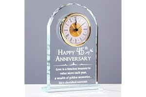 Movdyka Crystal 45th Anniversary Desk Clock Gifts Sapphire Wedding Presents for Married Couples 45 Years of Marriage Home Ornaments for Partner Anniversary Keepsake for Parents Table Decor