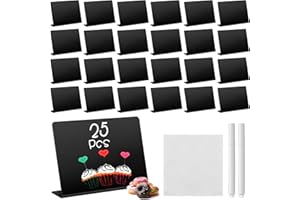 Zeawavsl Mini Kreidetafel Set, 25 Stück Mini Tafeln zum Beschriften, Abwischbar für Nachrichtenschilder, Tischkarten, Partydekoration, Praktisches Zubehör für Events, Hochzeiten, Cafés