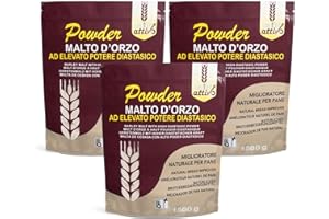 Malto Attivo, Box Powder da 3 pz di Powder 1.5Kg, Farina di Malto d’Orzo ad Elevato Potere Diastasico, Malto Diastasico Ideale per Panificazione, 14.000 Unità Pollak, Made in Italy.